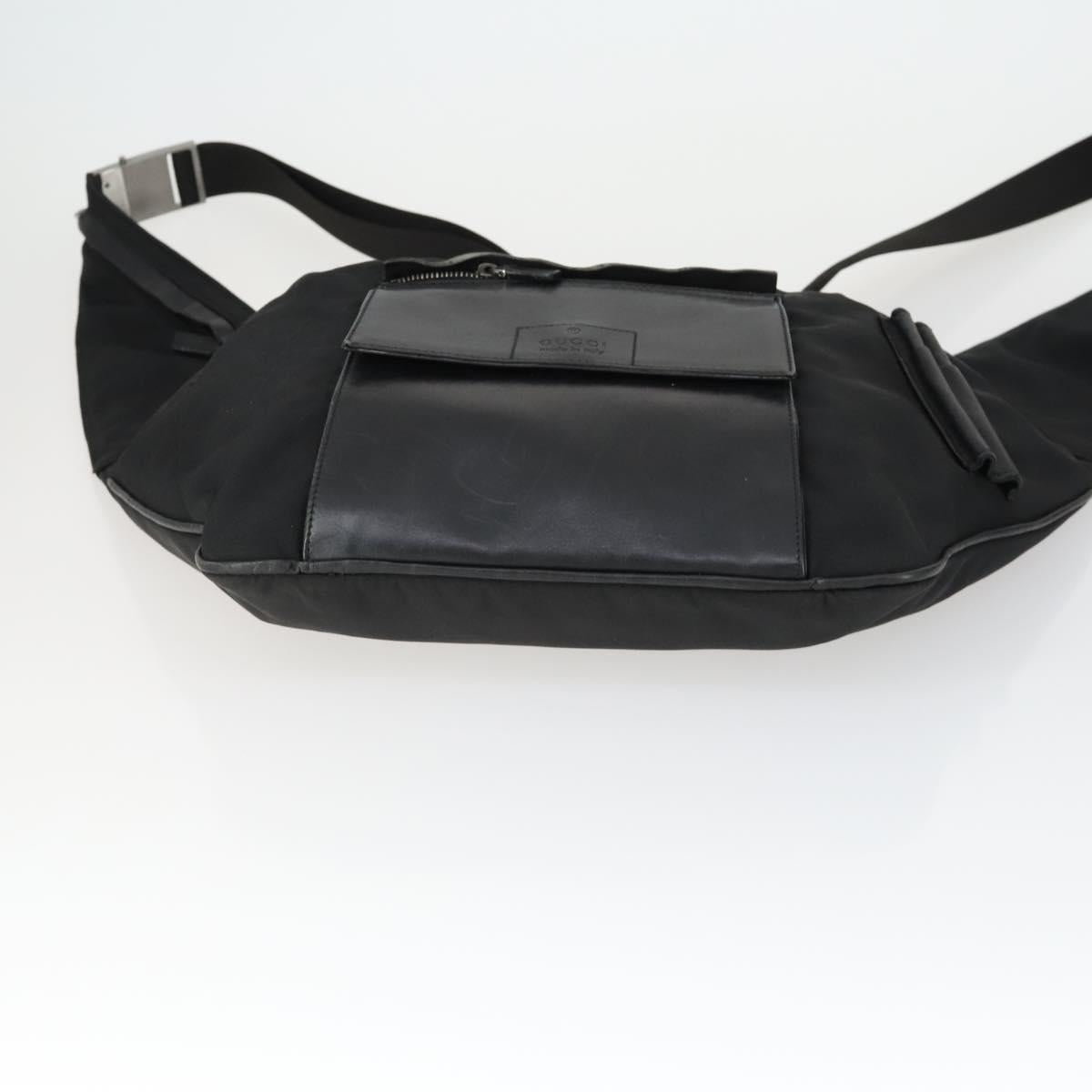 GUCCI Bamboo Shoulder Bag Leather Canvas 4 Set Black Auth 160749
