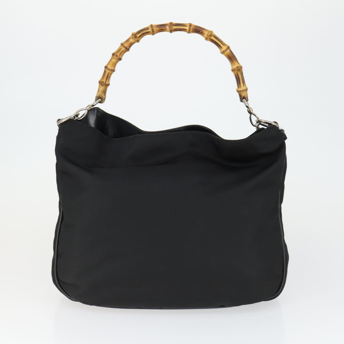 GUCCI Bamboo Shoulder Bag Leather Canvas 4 Set Black Auth 160749