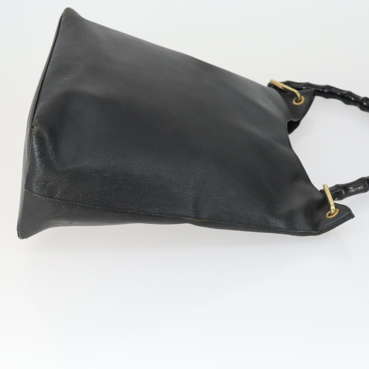 GUCCI Bamboo Shoulder Bag Leather Canvas 4 Set Black Auth 160749
