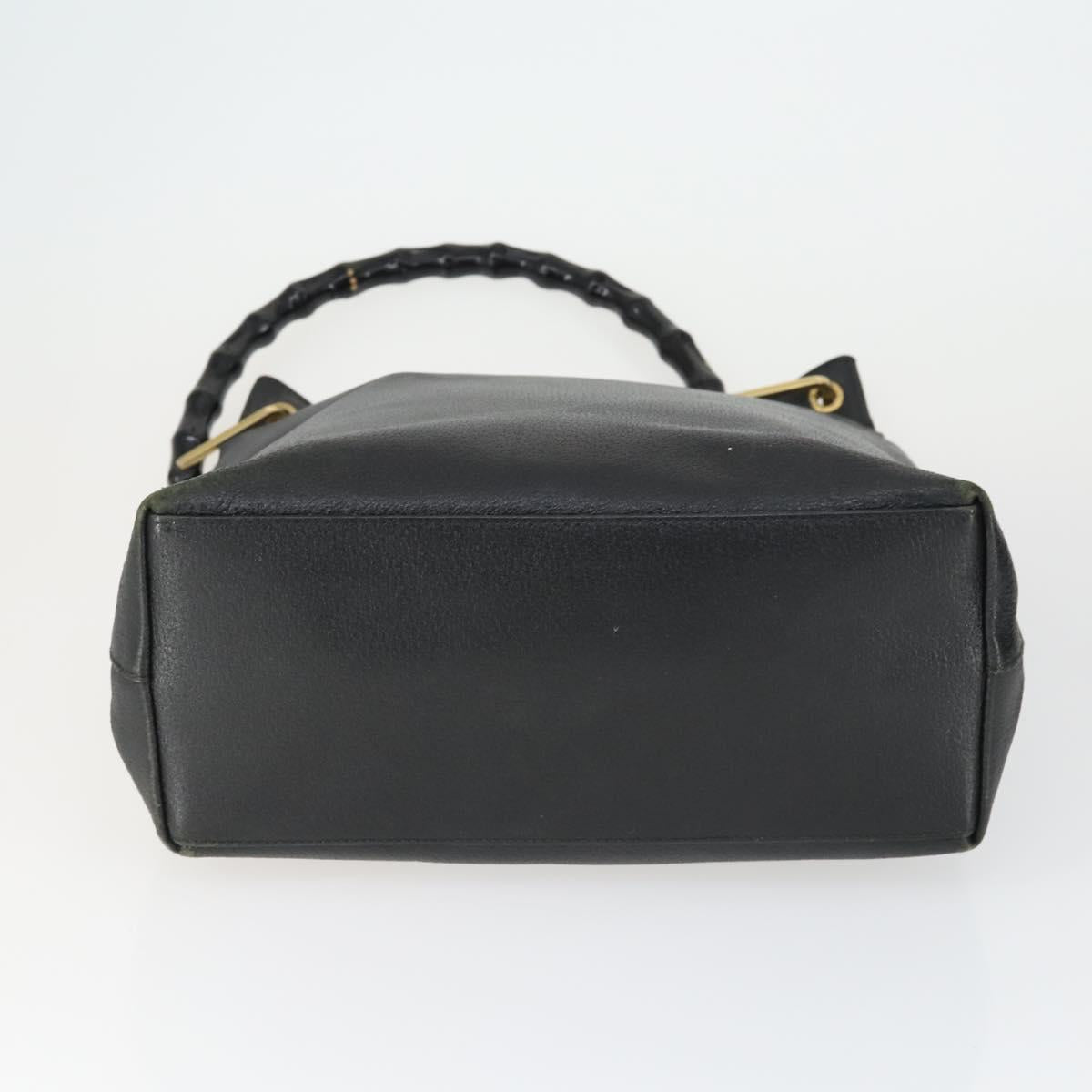 GUCCI Bamboo Shoulder Bag Leather Canvas 4 Set Black Auth 160749