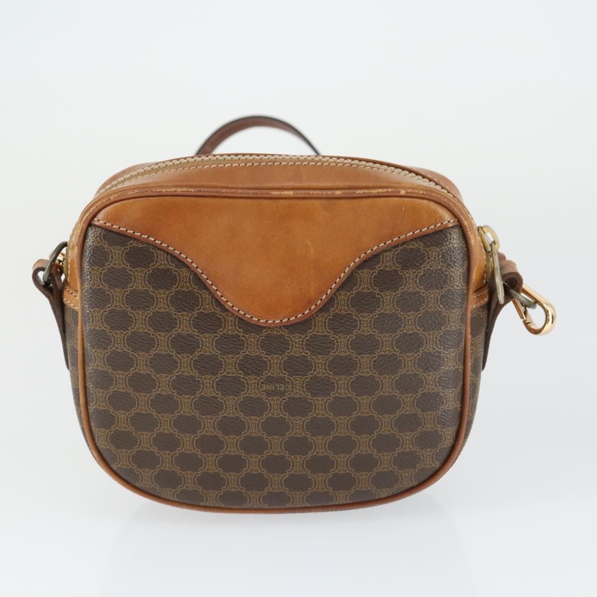 CELINE Macadam Canvas Shoulder Bag PVC 2 Set Brown Auth 160752