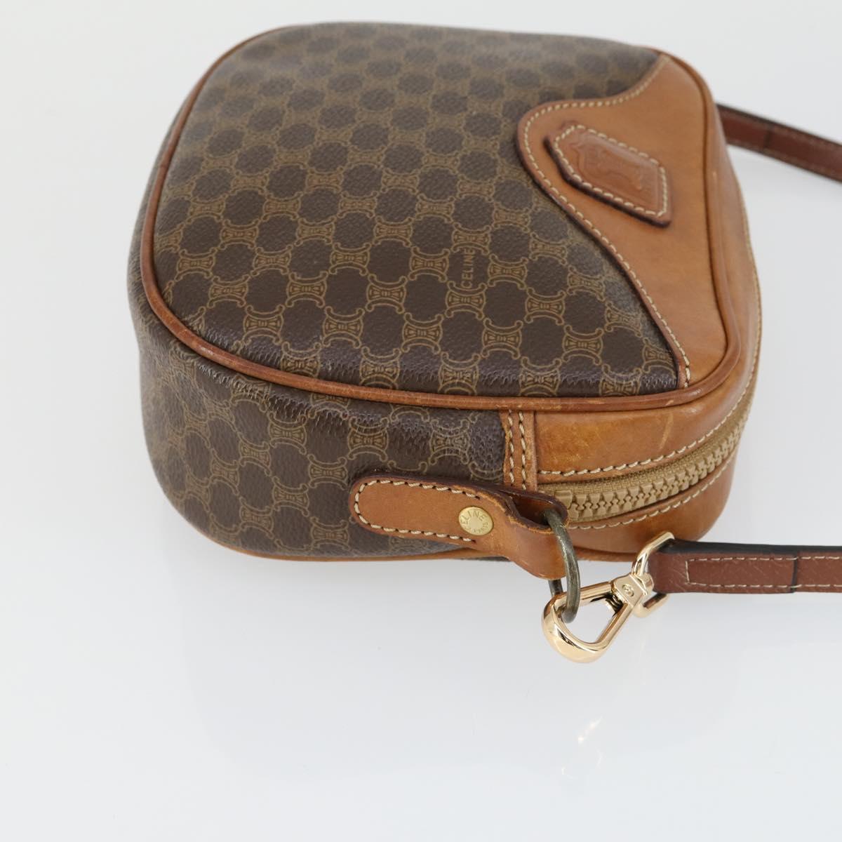 CELINE Macadam Canvas Shoulder Bag PVC 2 Set Brown Auth 160752