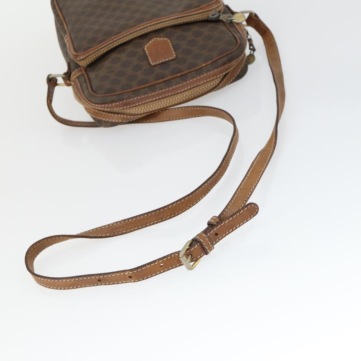 CELINE Macadam Canvas Shoulder Bag PVC 2 Set Brown Auth 160752