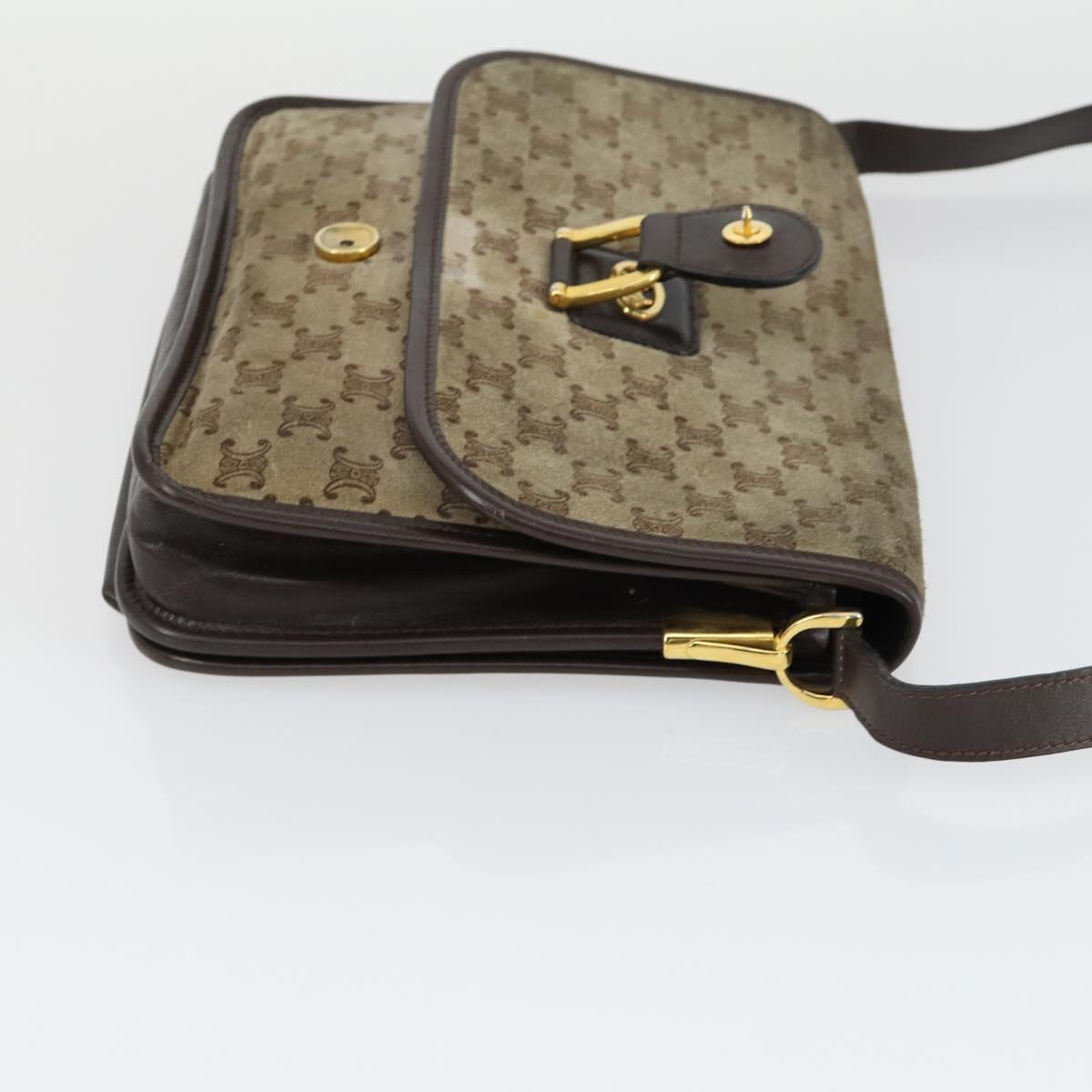 CELINE Macadam Canvas Bag PVC Suede 3 Set Brown Beige Auth 160754