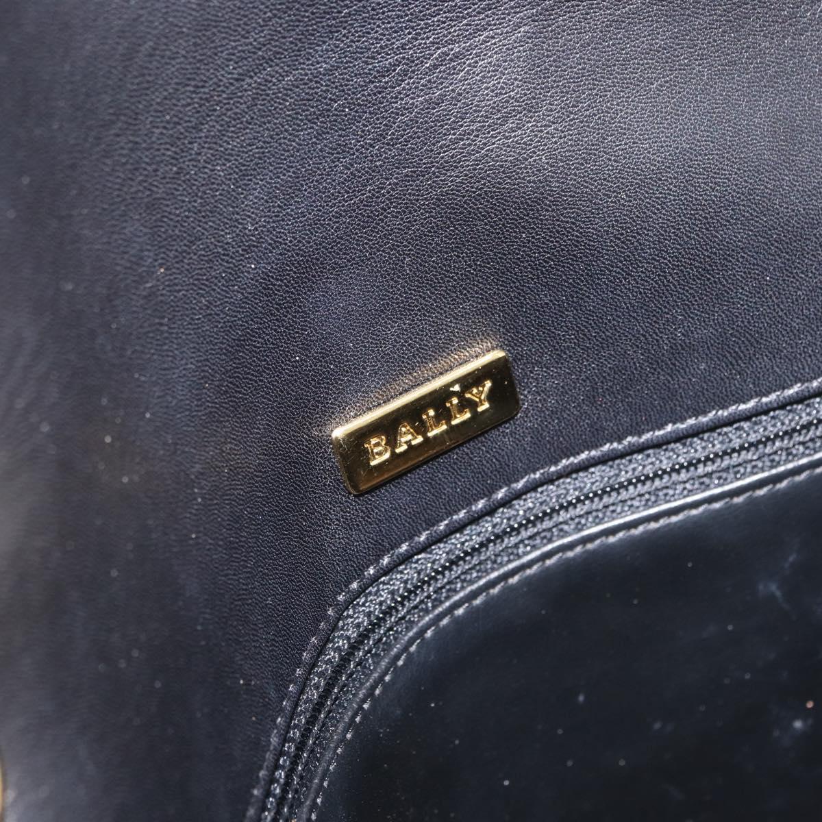 BALLY Quilted Chain Shoulder Bag Leather Black Gold Auth 160783