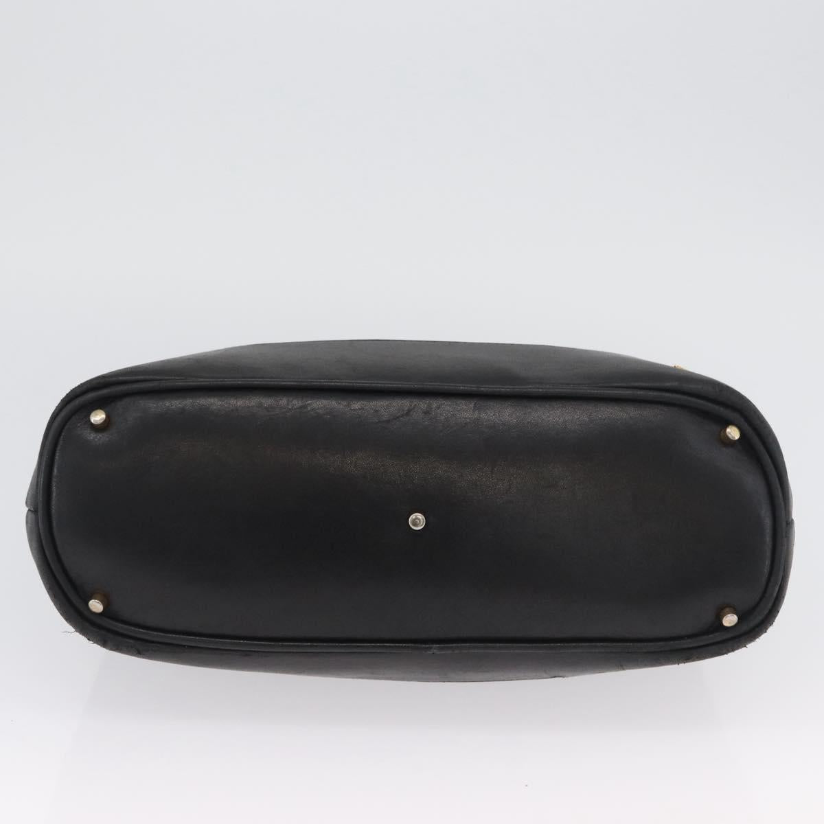 BALLY Quilted Shoulder Bag Leather Black Gold Auth 160784
