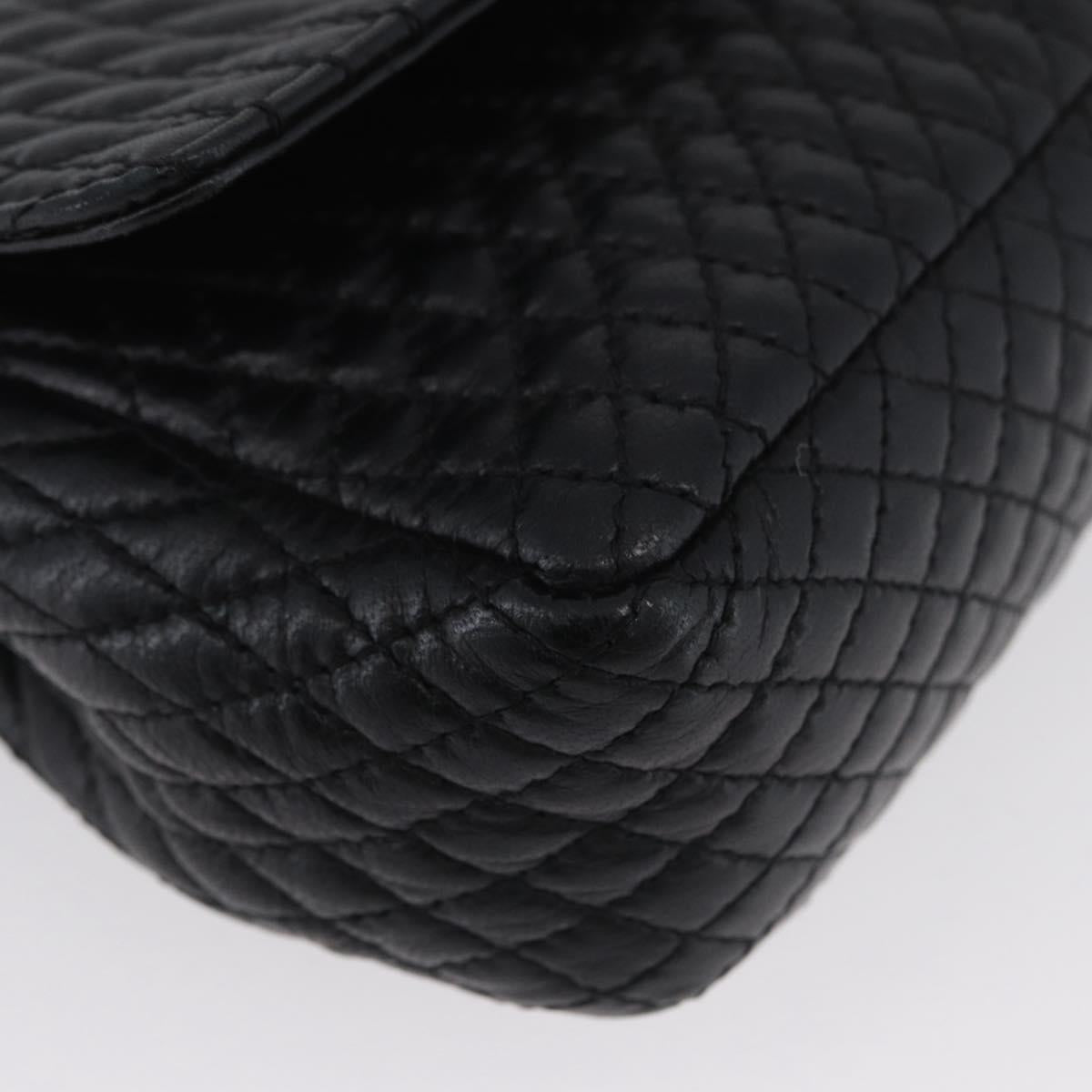 BALLY Quilted Chain Shoulder Bag Leather Black Gold Auth 160785