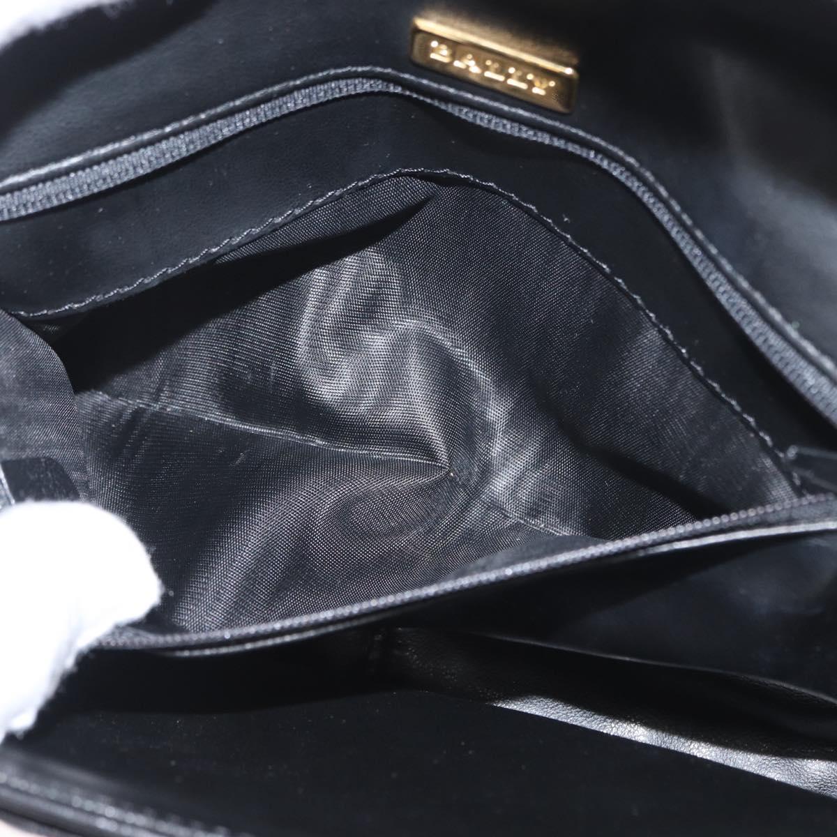 BALLY Quilted Chain Shoulder Bag Leather Black Gold Auth 160785