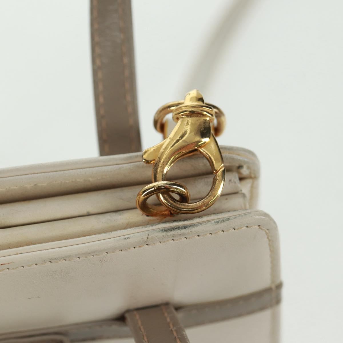Salvatore Ferragamo Vala Hand Bag Leather 2way White Gold Auth 160802