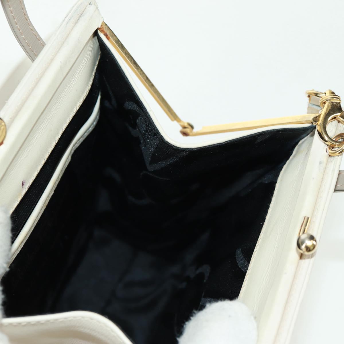 Salvatore Ferragamo Vala Hand Bag Leather 2way White Gold Auth 160802