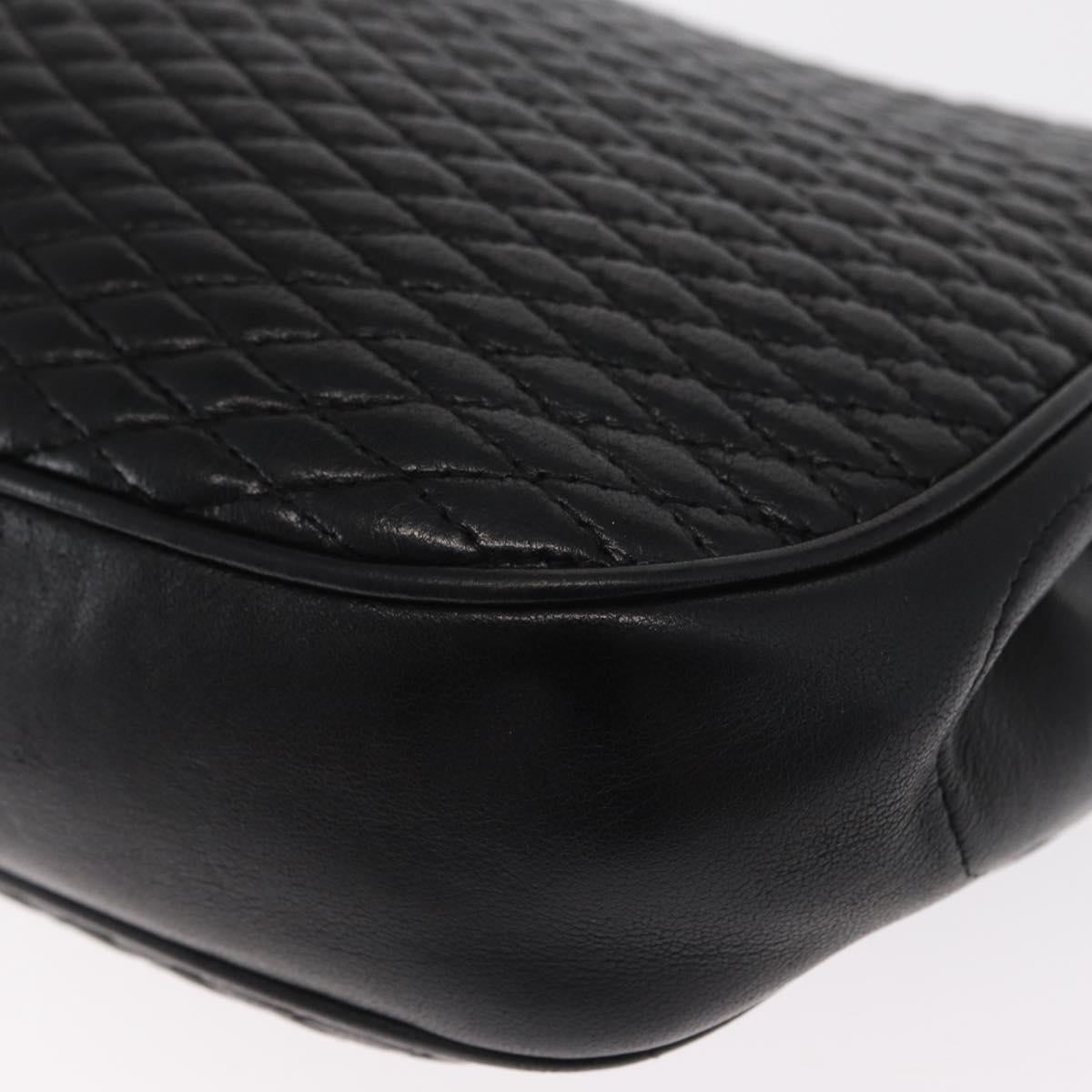 BALLY Chain Shoulder Bag Leather Black Gold Auth 160803