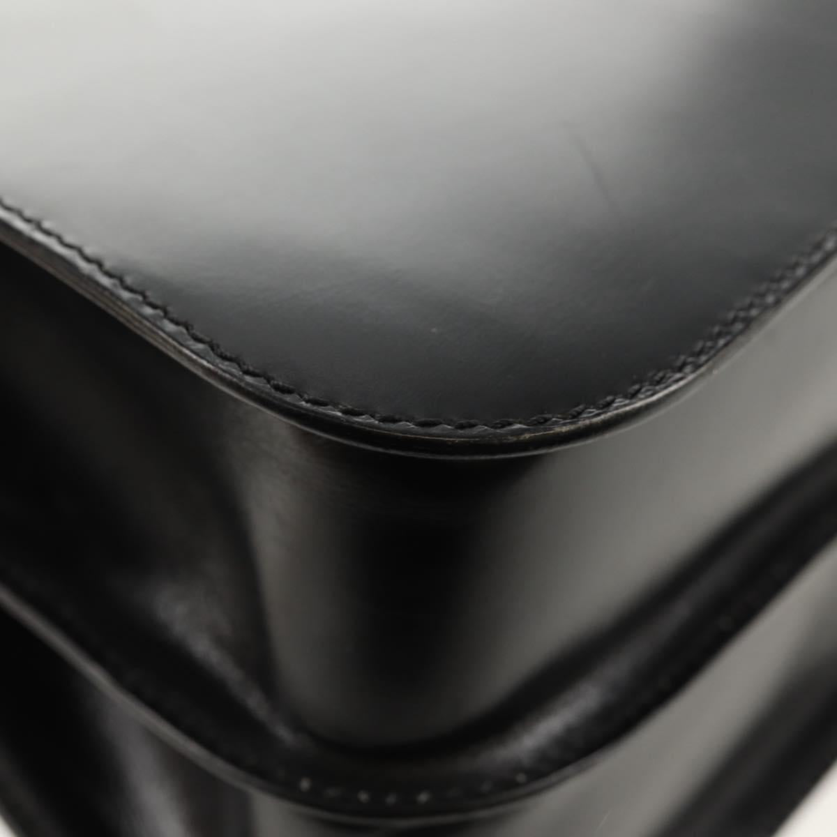 CELINE Circle Hand Bag Leather 2way Black Gold Auth 160805V
