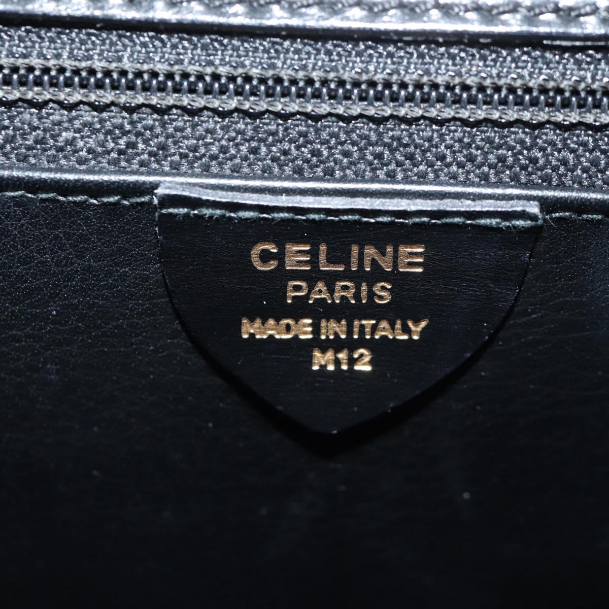 CELINE Circle Hand Bag Leather 2way Black Gold Auth 160805V