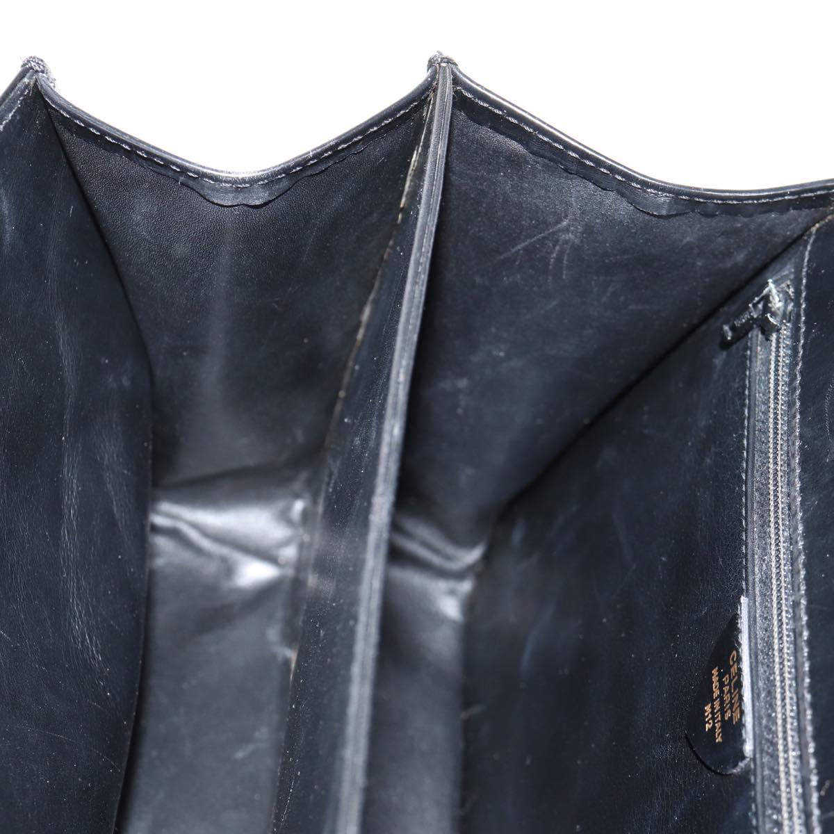 CELINE Circle Hand Bag Leather 2way Black Gold Auth 160805V