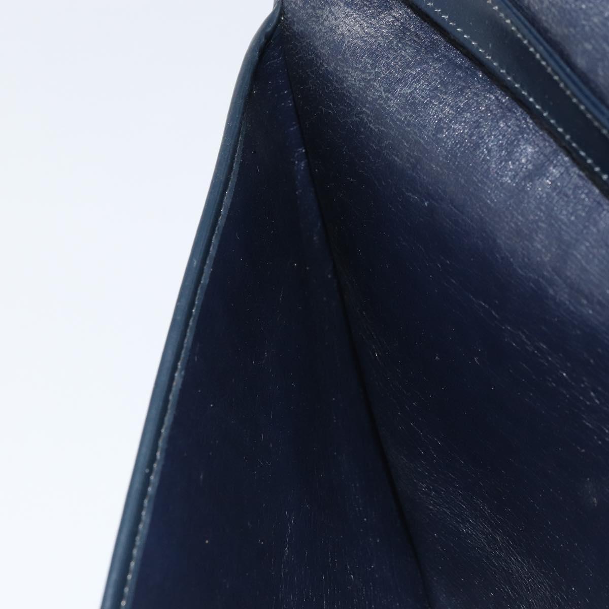 Christian Dior Trotter Canvas Shoulder Bag Navy Gold Auth 160820