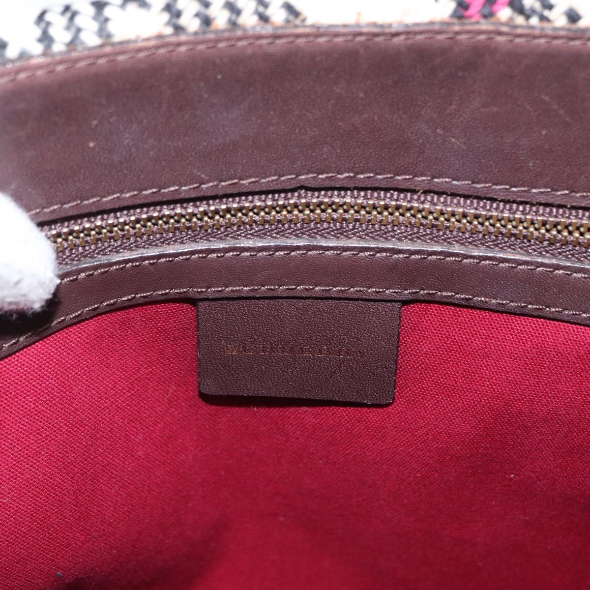 BURBERRY Nova Check Hand Bag Wool Ivory Auth 160824