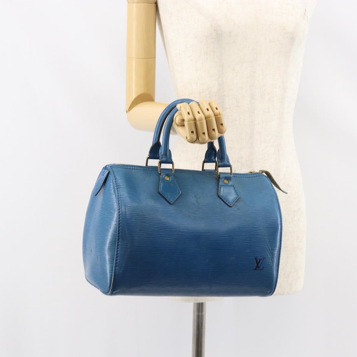 LOUIS VUITTON Epi Speedy 25 Hand Bag Toledo Blue M43015 LV Auth 160825