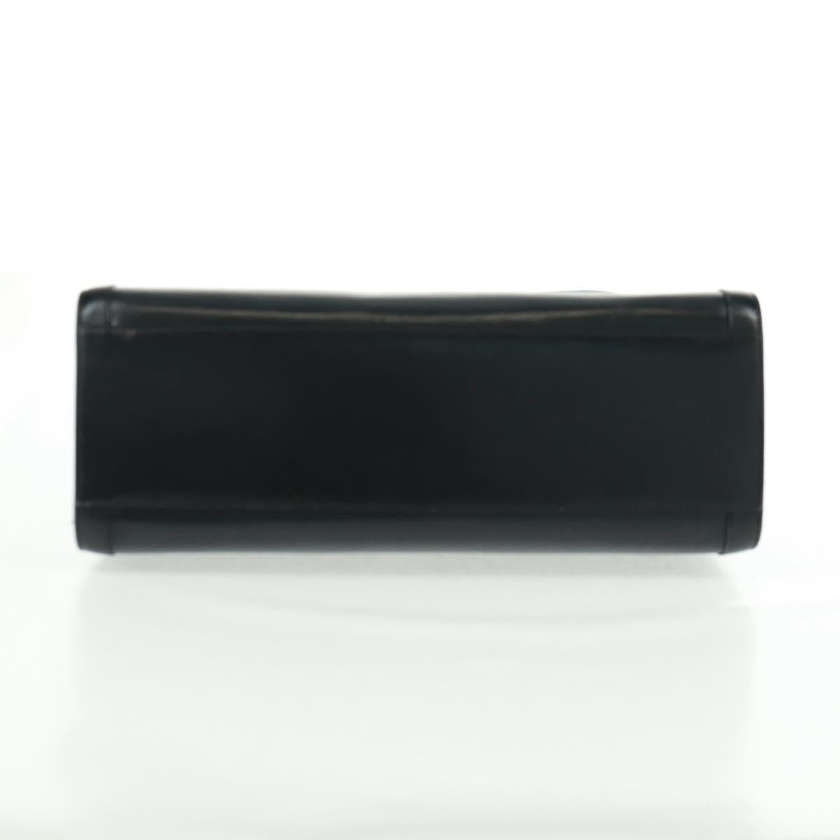 CELINE Circle Hand Bag Leather 2way Black Gold Auth 160826