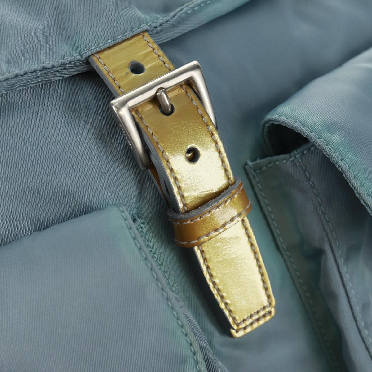 PRADA Backpack Nylon Light Blue Silver Auth 160827