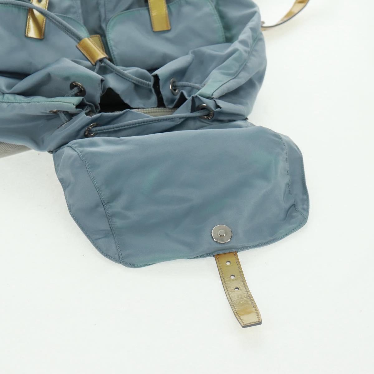 PRADA Backpack Nylon Light Blue Silver Auth 160827