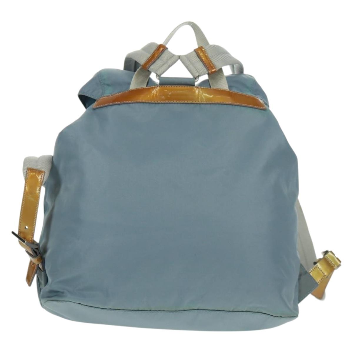 PRADA Backpack Nylon Light Blue Silver Auth 160827