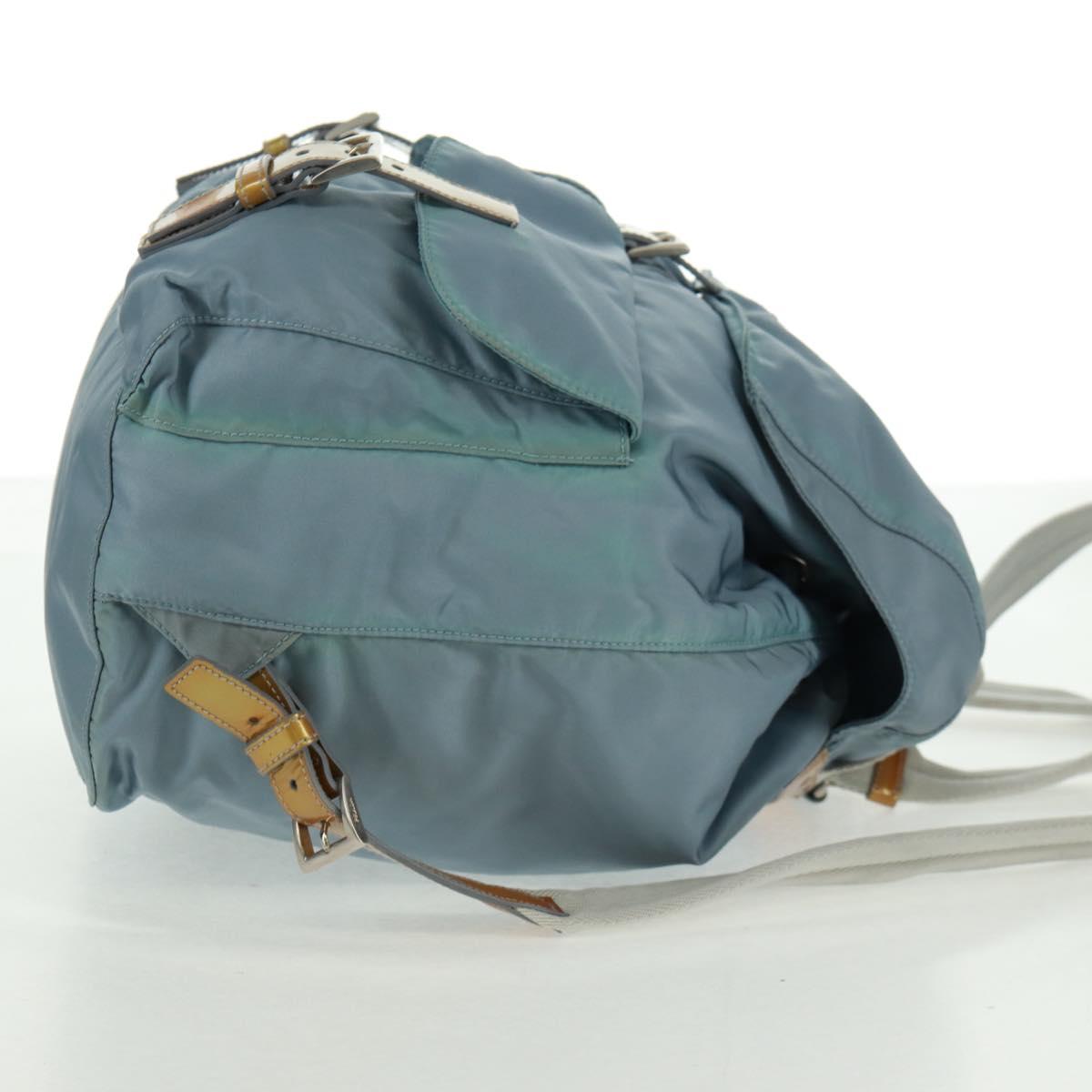PRADA Backpack Nylon Light Blue Silver Auth 160827