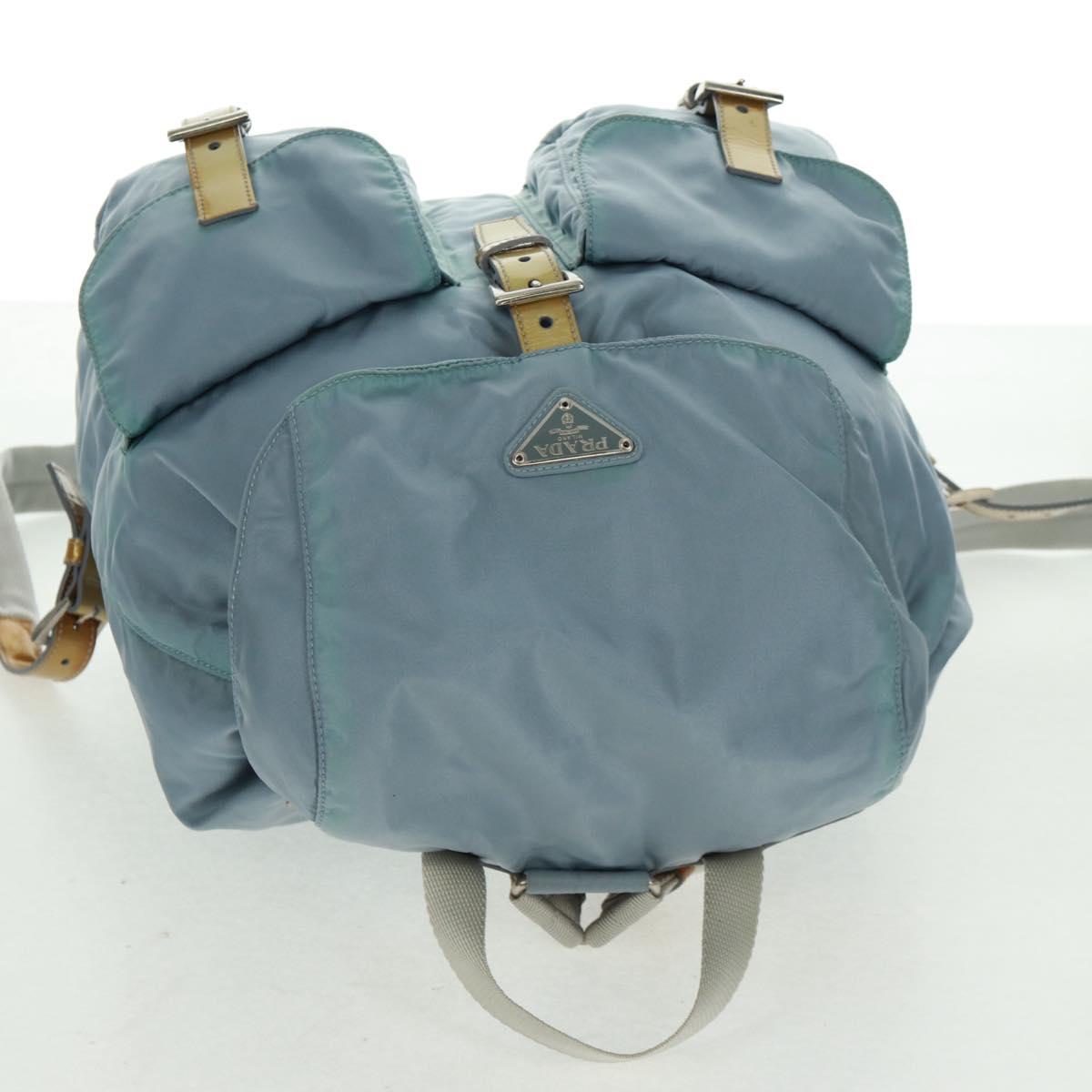 PRADA Backpack Nylon Light Blue Silver Auth 160827