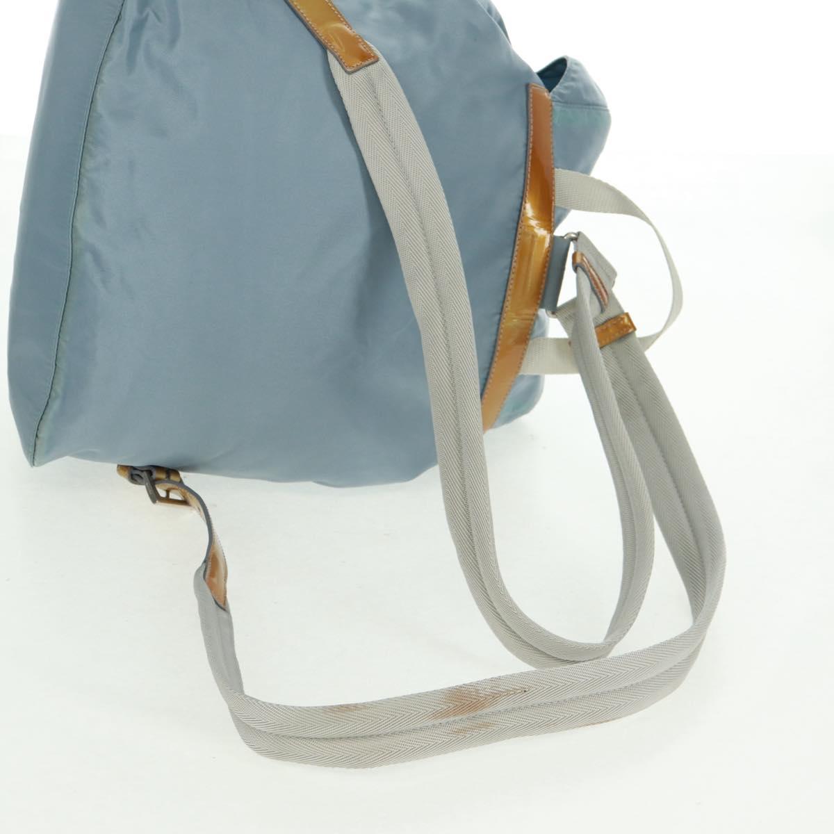 PRADA Backpack Nylon Light Blue Silver Auth 160827