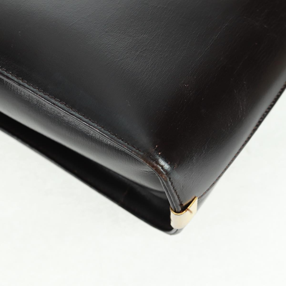 Christian Dior Hand Bag Calf Skin 2way Black Gold Auth 160831