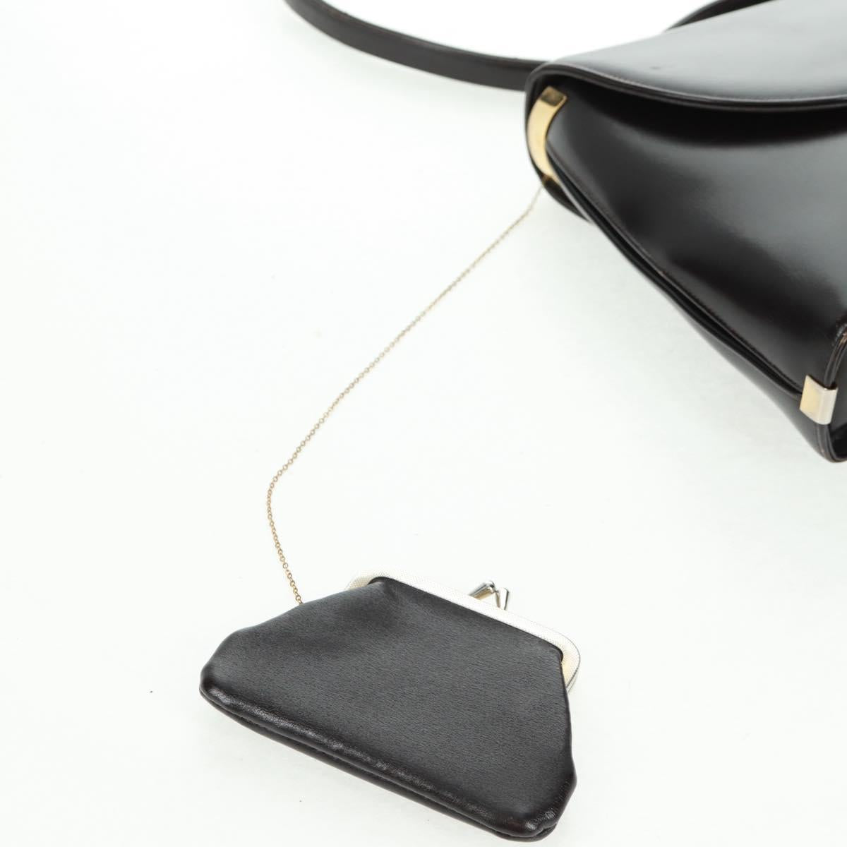 Christian Dior Hand Bag Calf Skin 2way Black Gold Auth 160831