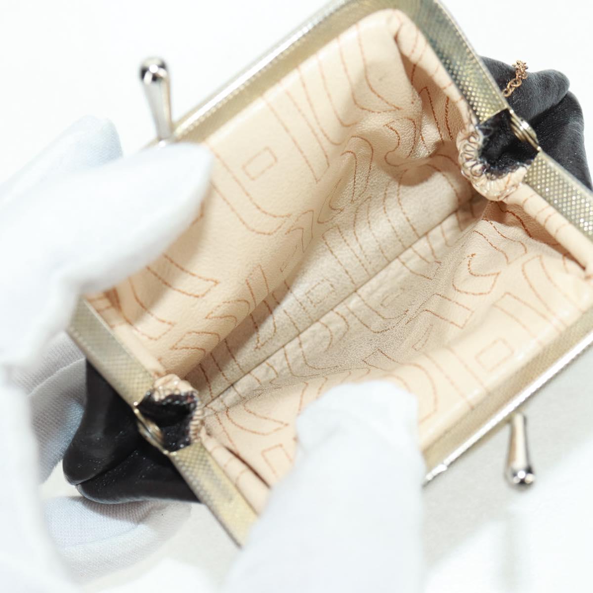 Christian Dior Hand Bag Calf Skin 2way Black Gold Auth 160831