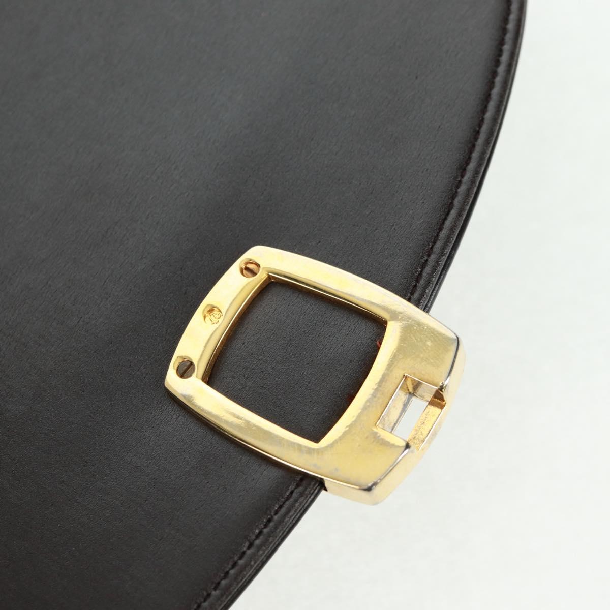 Christian Dior Hand Bag Calf Skin 2way Black Gold Auth 160831