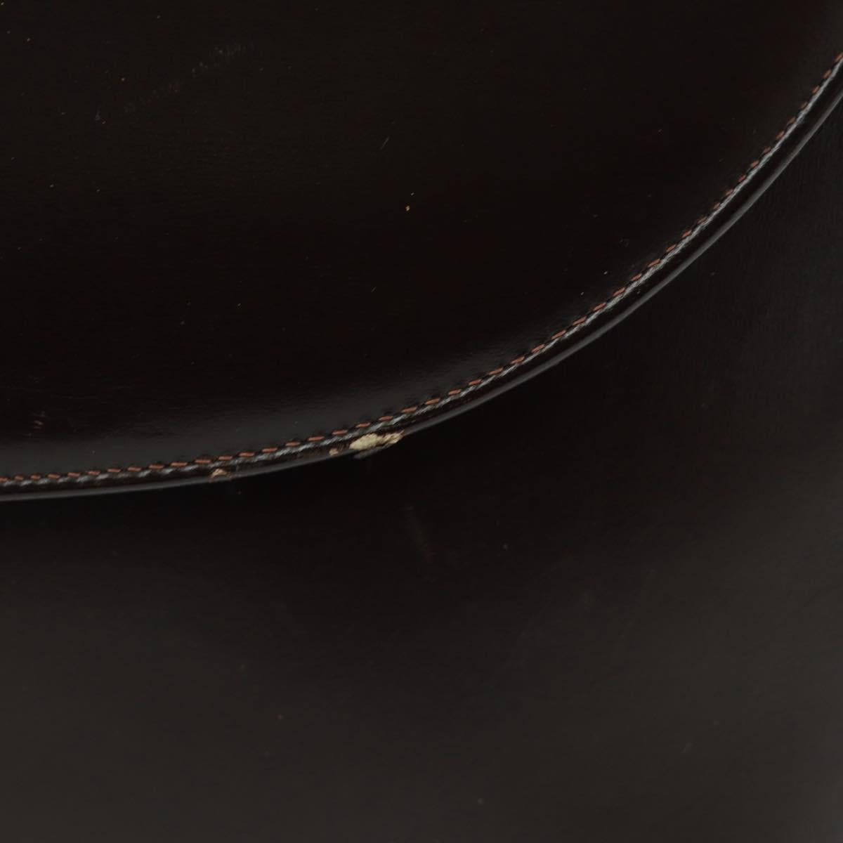 Christian Dior Hand Bag Calf Skin 2way Black Gold Auth 160831