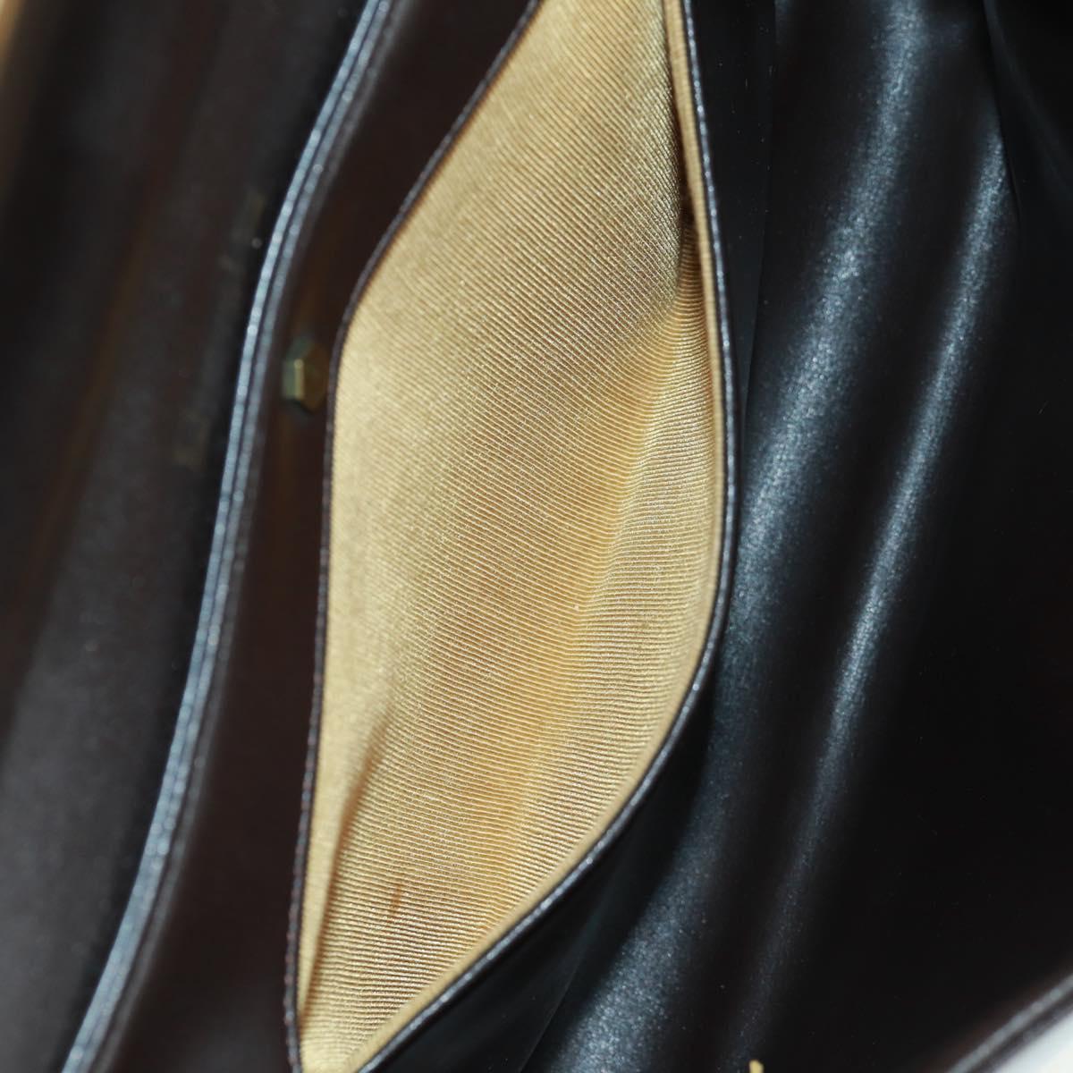 Christian Dior Hand Bag Calf Skin 2way Black Gold Auth 160831