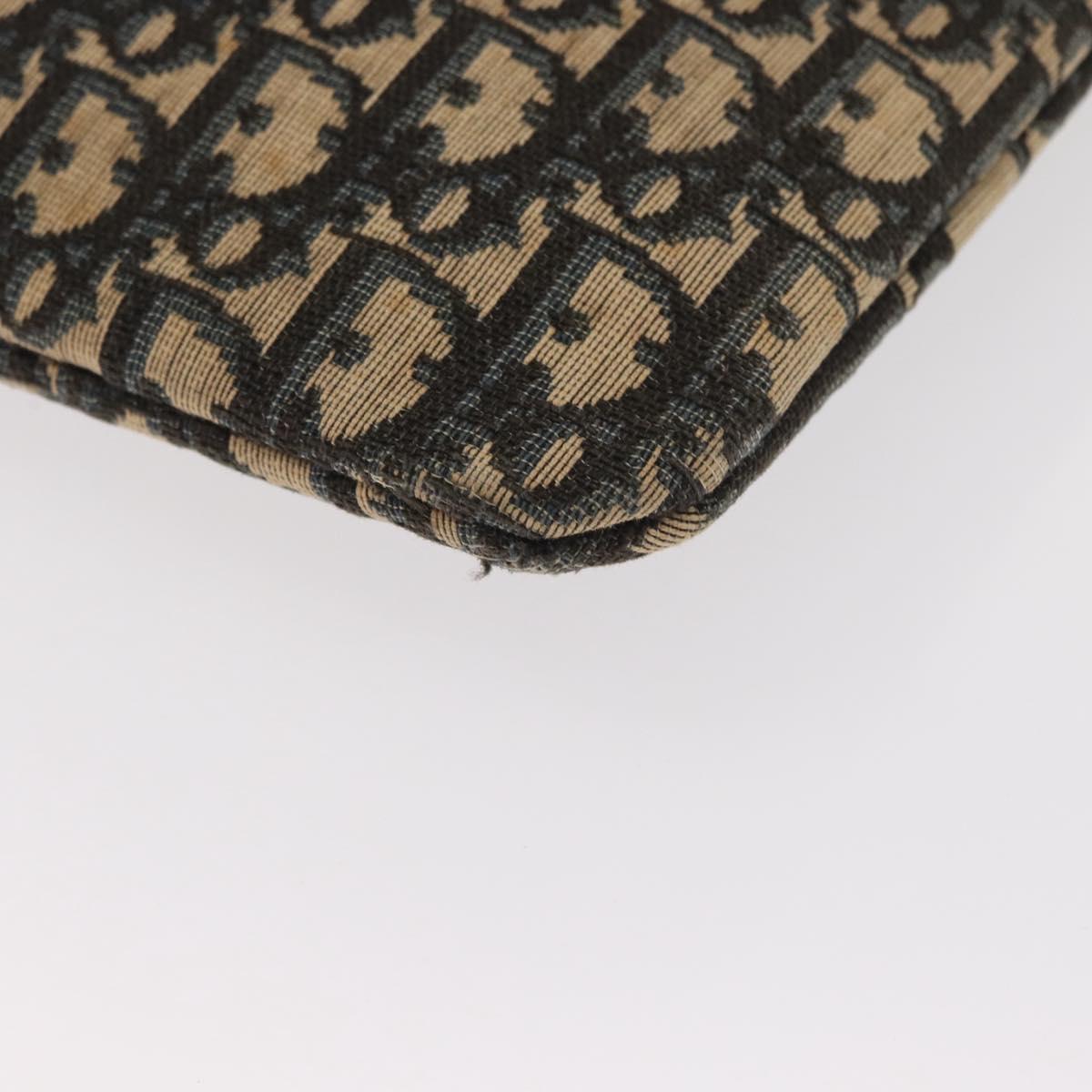 Christian Dior Trotter Canvas Hand Bag Navy Gold Auth 160843