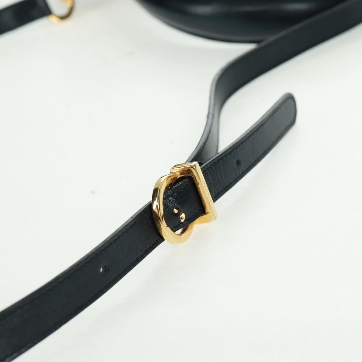 Salvatore Ferragamo Gancini Hand Bag Leather 2way Black Gold Auth 160846