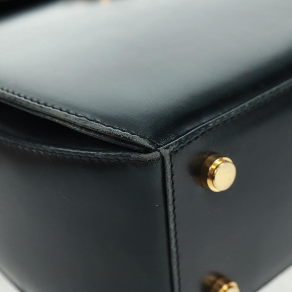 Salvatore Ferragamo Gancini Hand Bag Leather 2way Black Gold Auth 160846