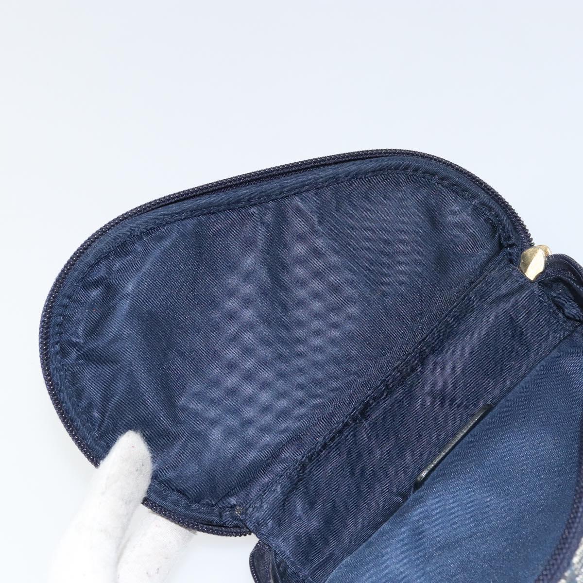 Christian Dior Trotter Canvas Saddle Pouch Navy Gold Auth 160847