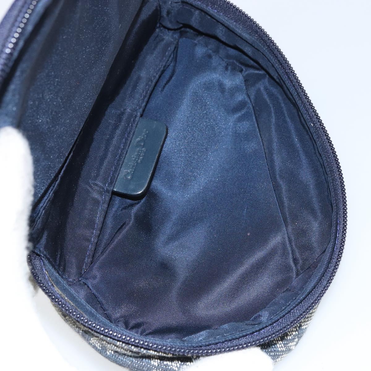Christian Dior Trotter Canvas Saddle Pouch Navy Gold Auth 160847