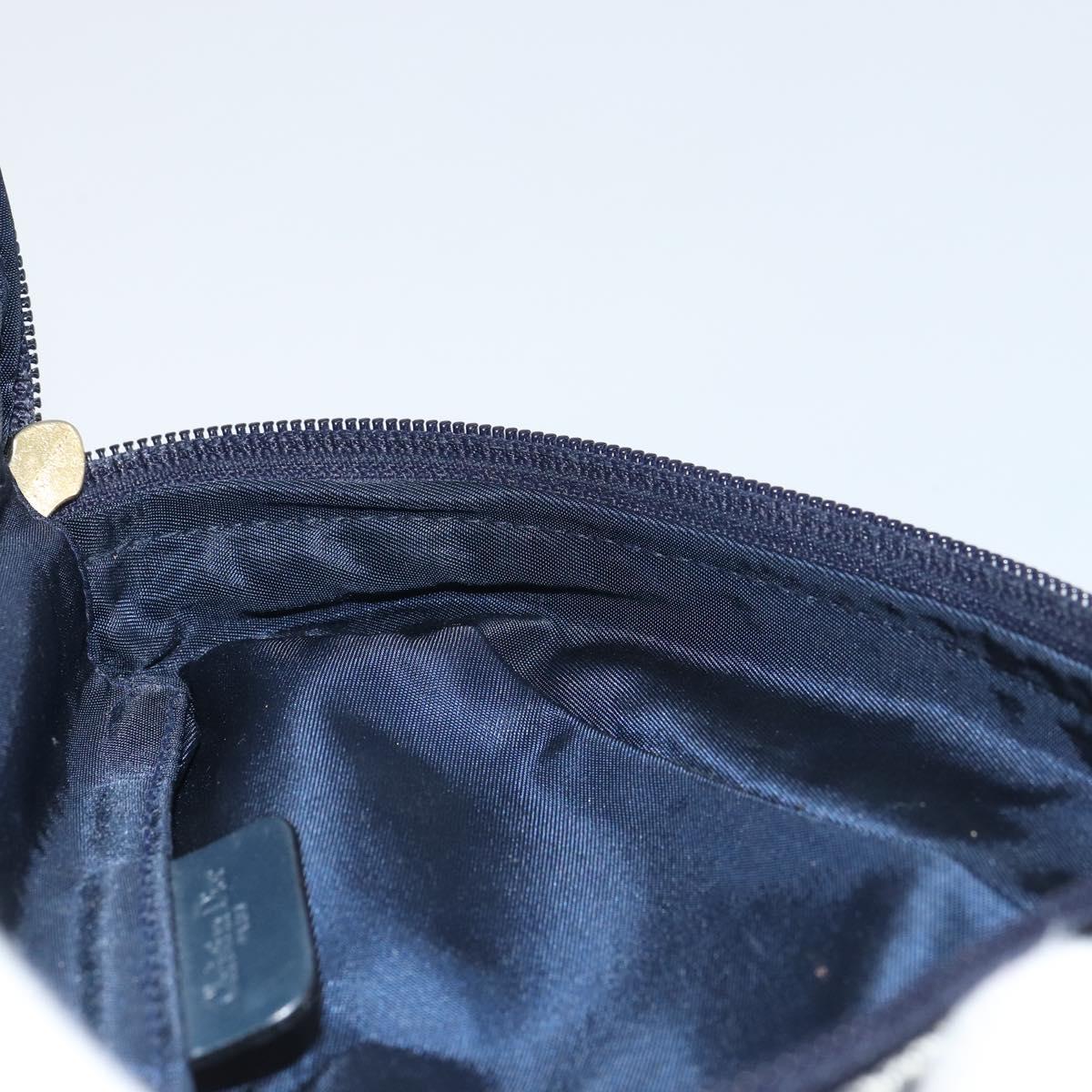 Christian Dior Trotter Canvas Saddle Pouch Navy Gold Auth 160847