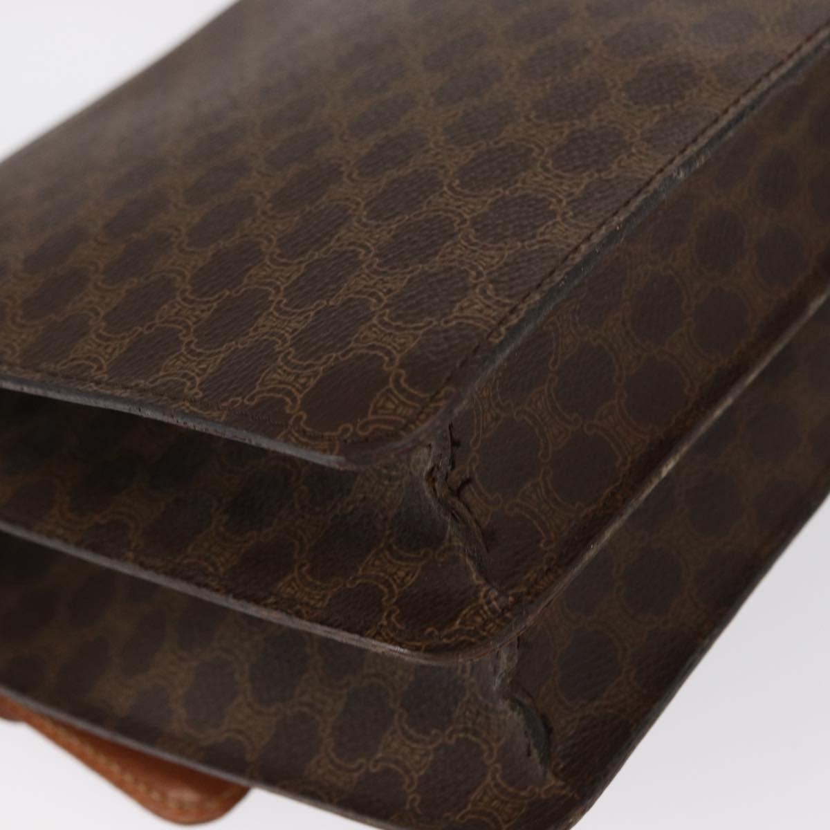 CELINE Macadam Canvas Hand Bag PVC Leather Brown Gold Auth 160851