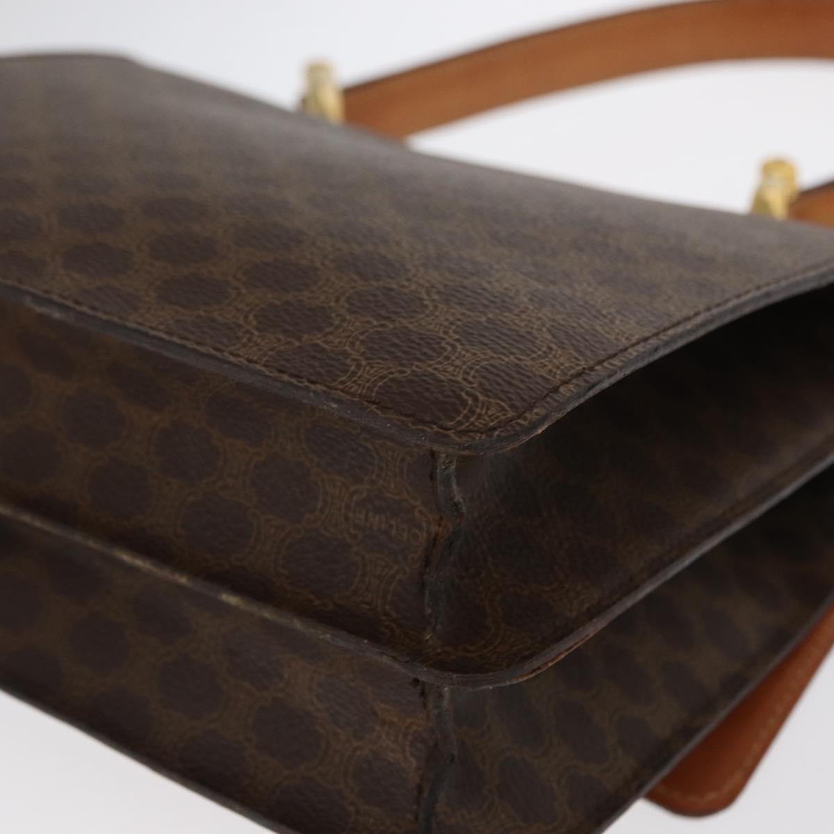 CELINE Macadam Canvas Hand Bag PVC Leather Brown Gold Auth 160851