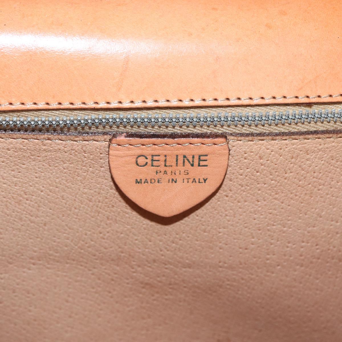 CELINE Macadam Canvas Hand Bag PVC Leather Brown Gold Auth 160851