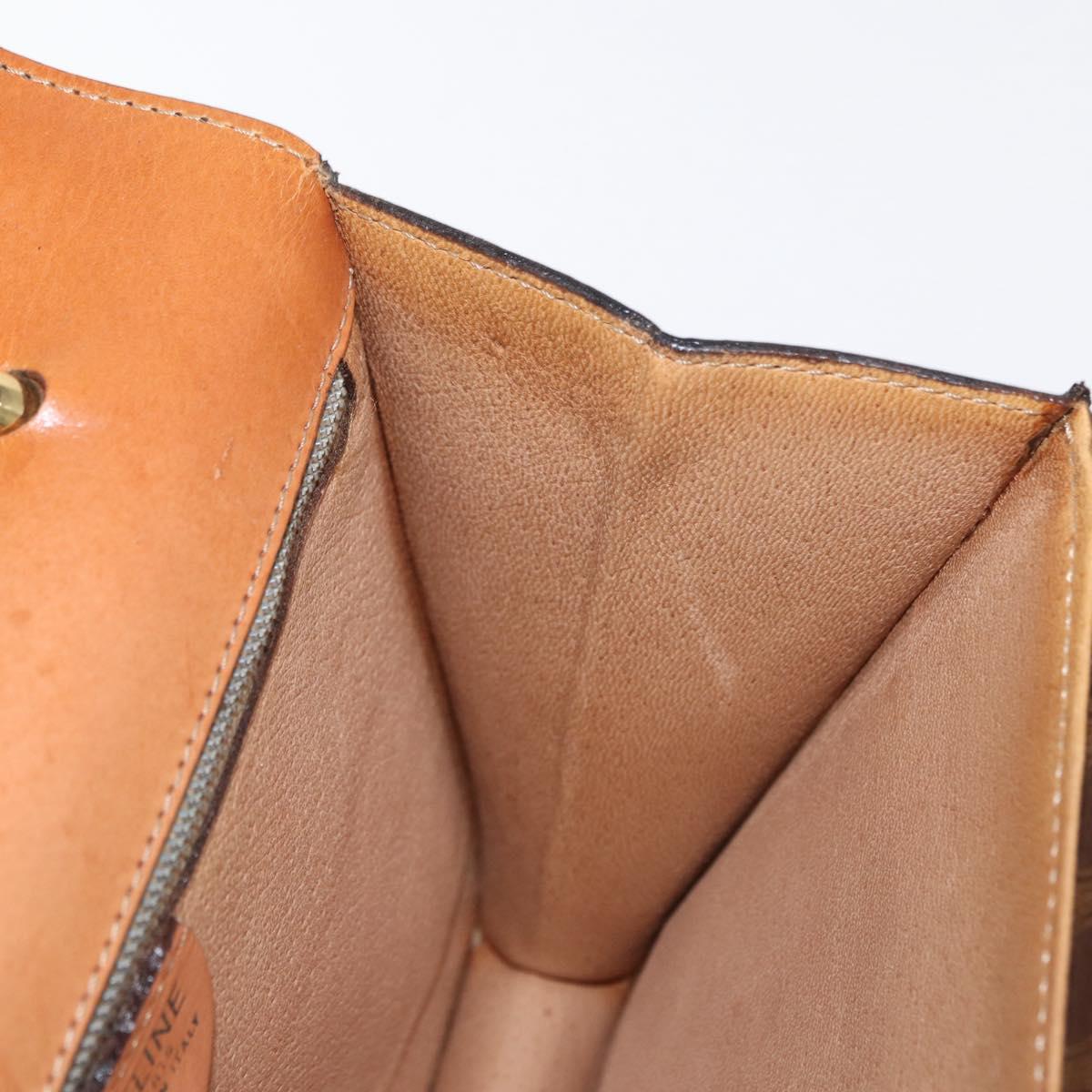 CELINE Macadam Canvas Hand Bag PVC Leather Brown Gold Auth 160851