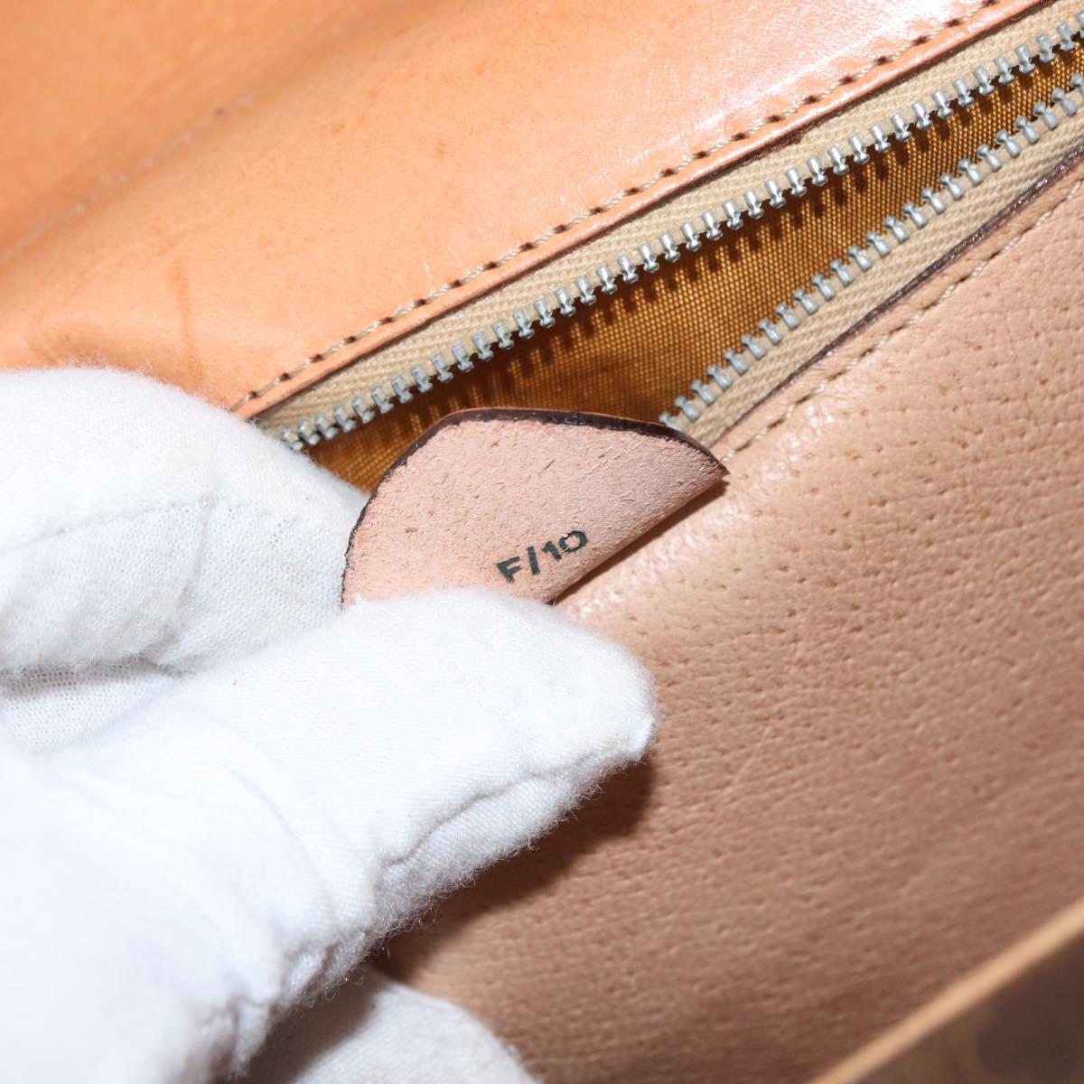CELINE Macadam Canvas Hand Bag PVC Leather Brown Gold Auth 160851