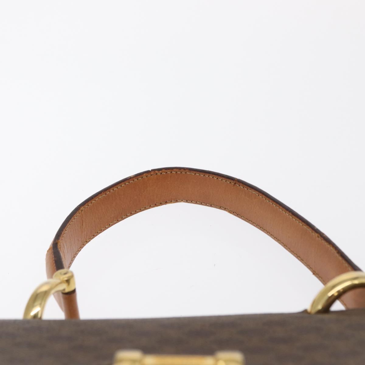 CELINE Macadam Canvas Hand Bag PVC Leather Brown Gold Auth 160851