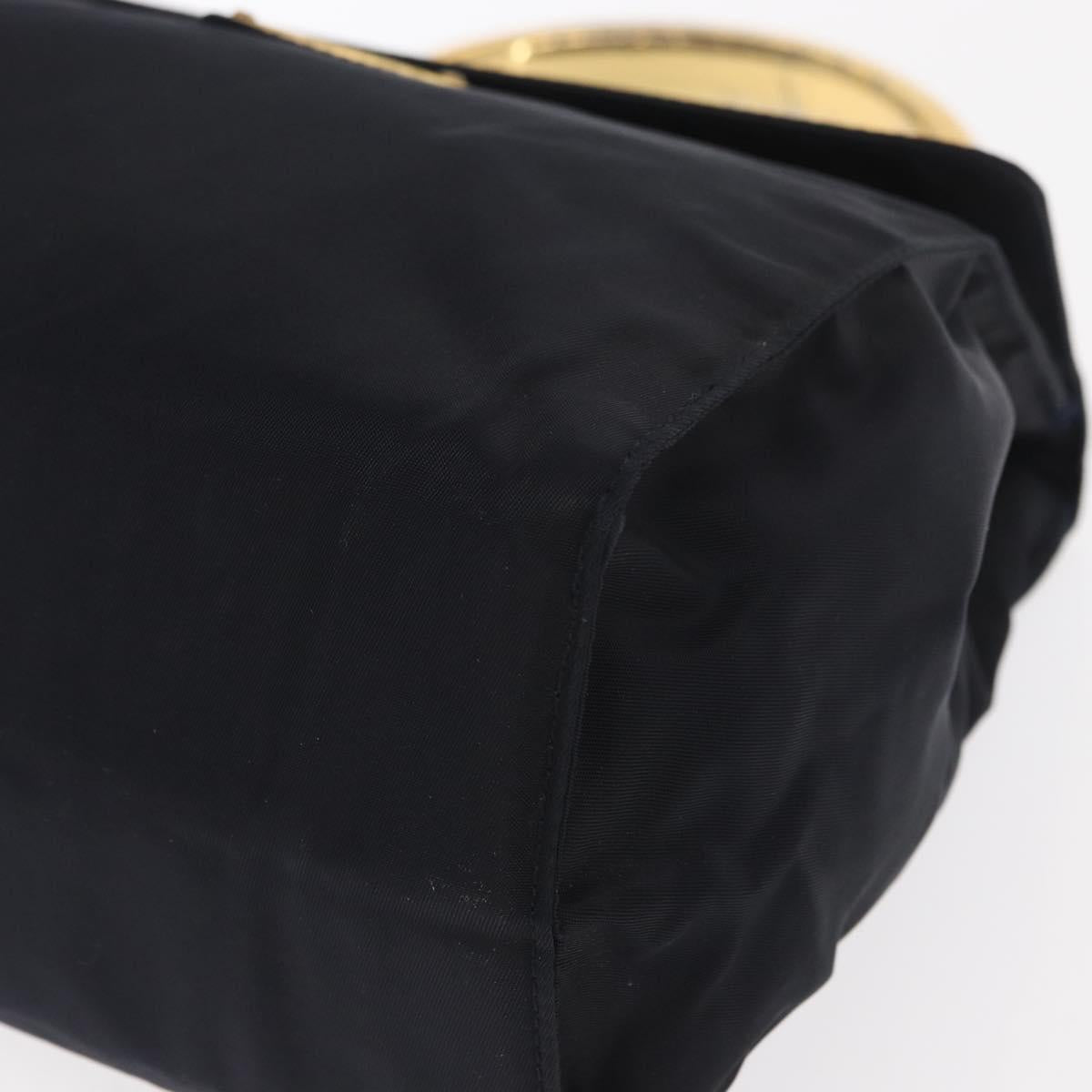 PRADA Hand Bag Nylon Navy Gold Auth 160865