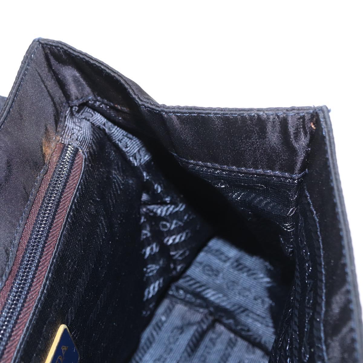 PRADA Hand Bag Nylon Navy Gold Auth 160865