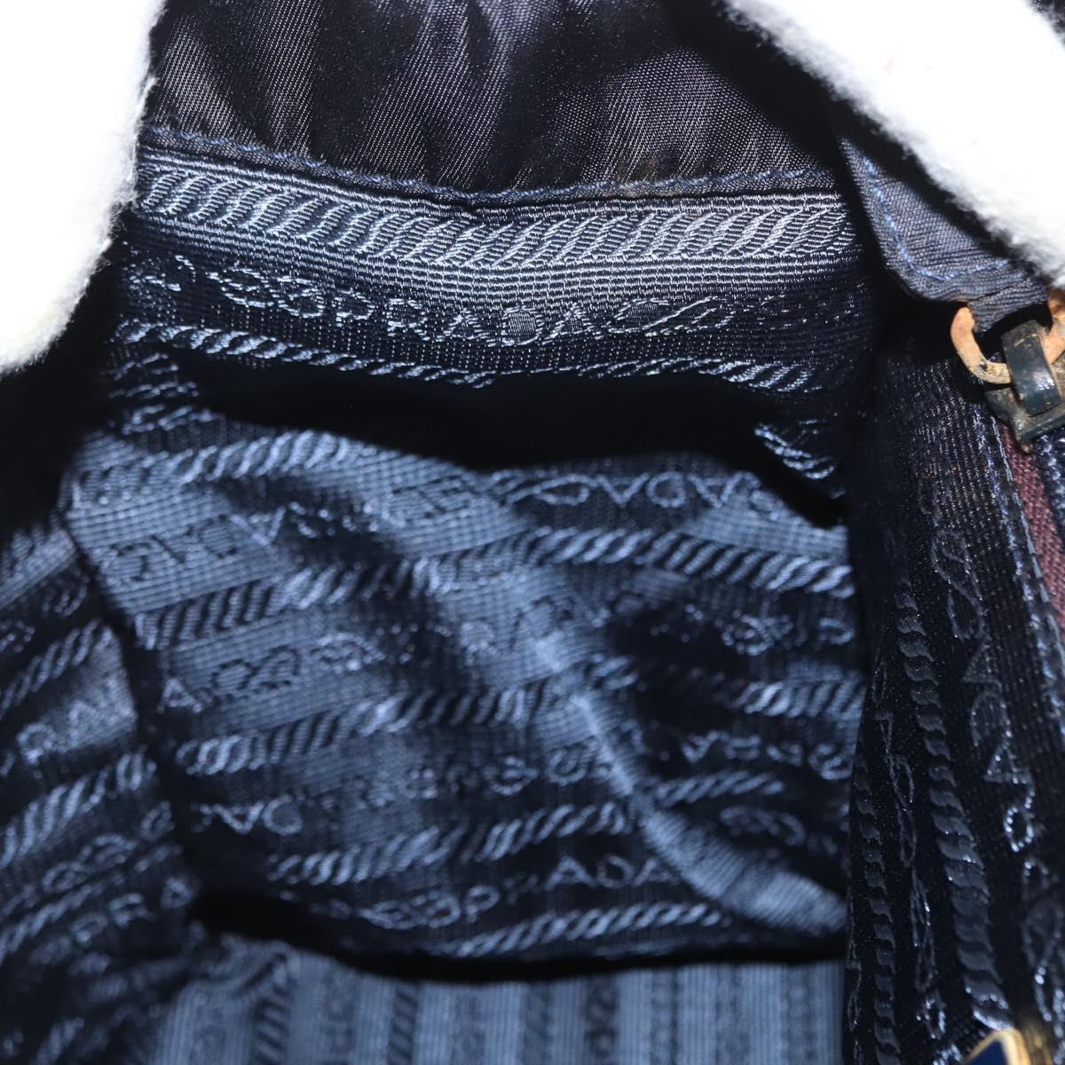 PRADA Hand Bag Nylon Navy Gold Auth 160865