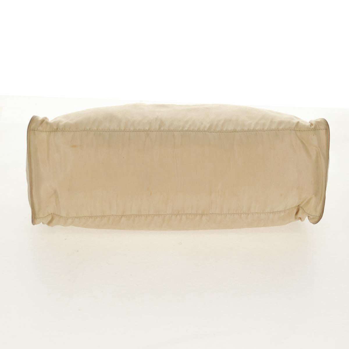 PRADA Chain Shoulder Bag Nylon Beige Silver Auth 160872